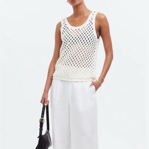 New Madewell Open Stitch Crop Sweater Vest Style NL192 Bright Ivory Size Medium